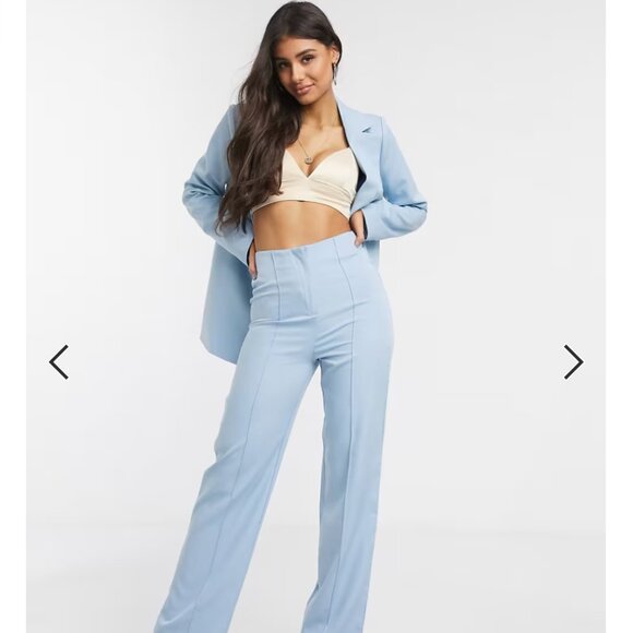 Missguided Tall Two Piece Suit Set blazer & pants in blue - Picture 1 of 6
